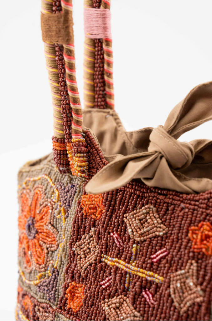 Bromelia - Cotton Bag With Beads Embroidery