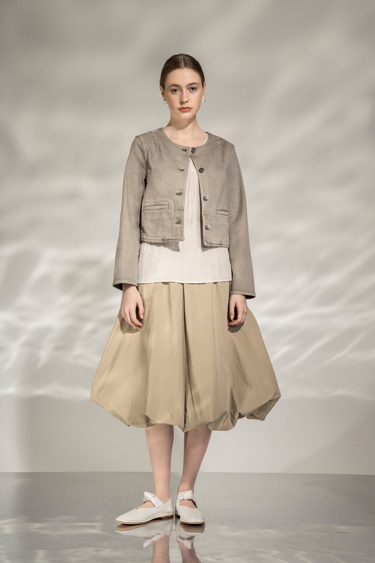 Cropped Denim Jacket Sand