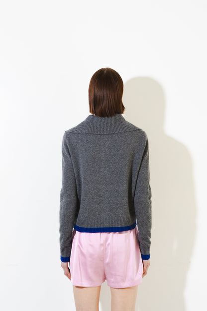 High Neck Cardigan w/ Color Cardigan