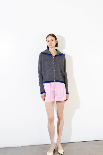 High Neck Cardigan w/ Color Cardigan