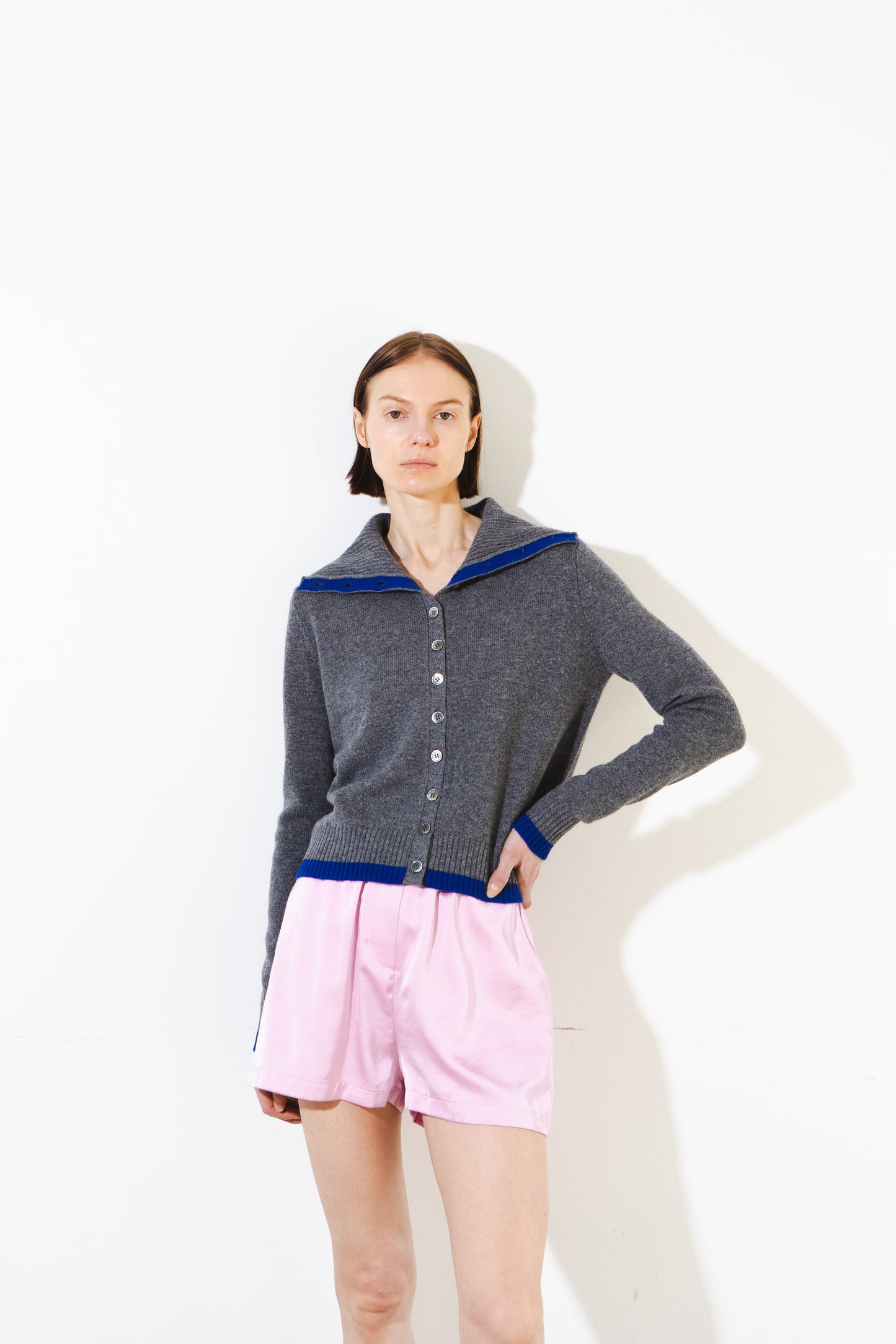 High Neck Cardigan w/ Color Cardigan