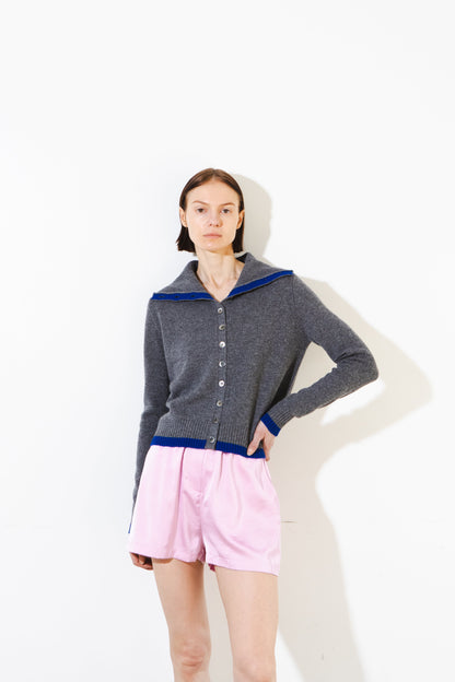 High Neck Cardigan w/ Color Cardigan