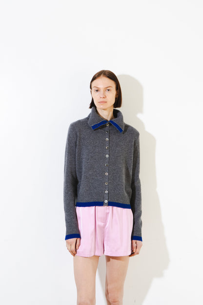 High Neck Cardigan w/ Color Cardigan