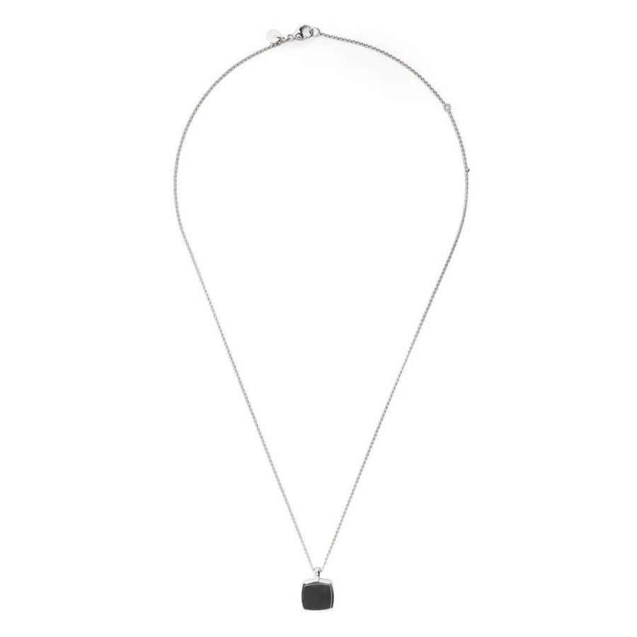 Cushion Pendant Necklace Onyx 925 Sterling Silver