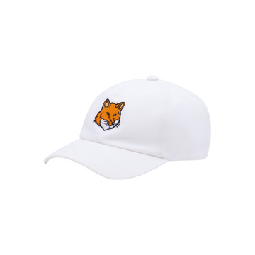 Large Fox Head Embroidery 6P Cap White