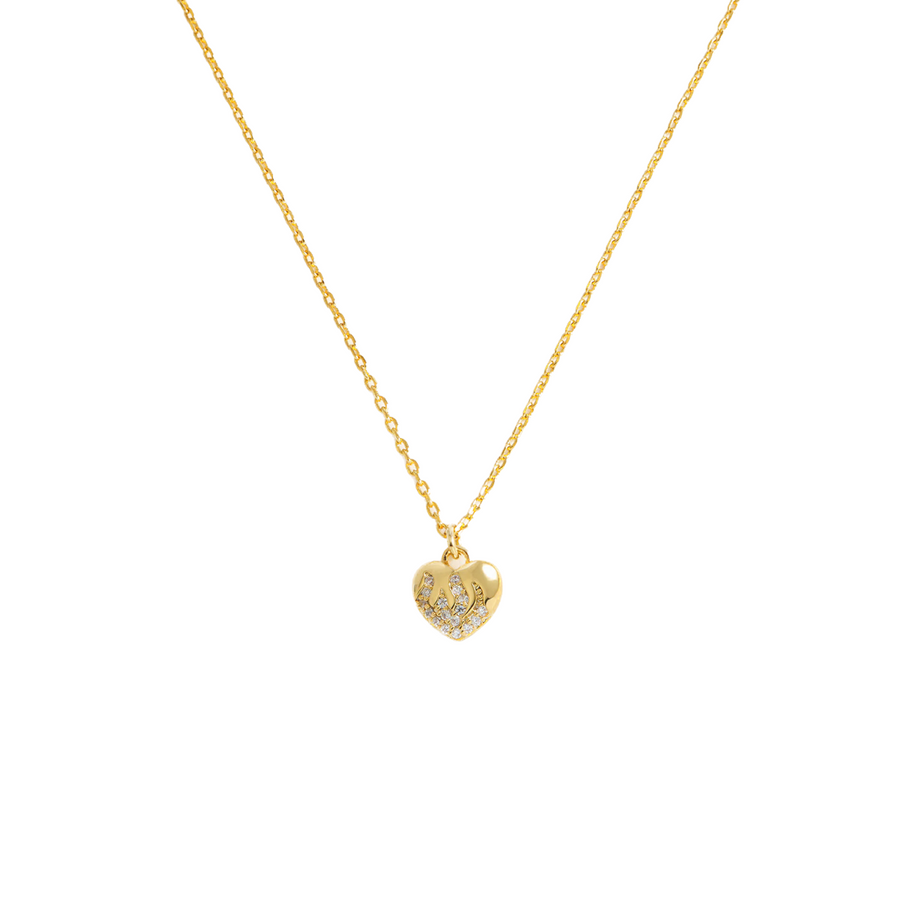 Flame Heart Necklace - Gold Plated