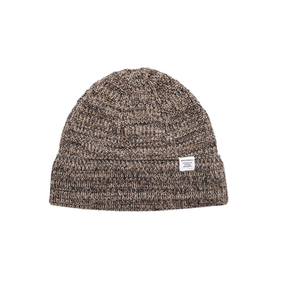 Wool Cotton Rib Beanie Camel