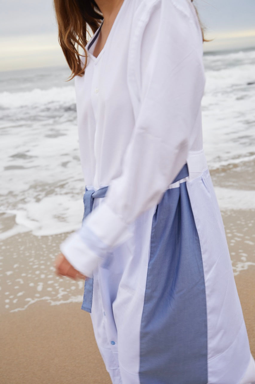 Andes Shirt Dress White Blue
