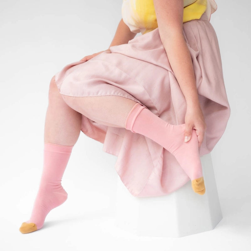 Chaussette Uni Rose Peche