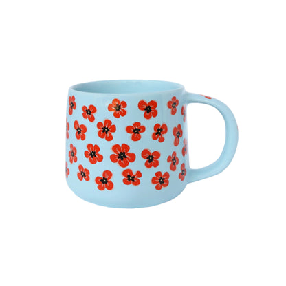 Mug Blue with Poppies