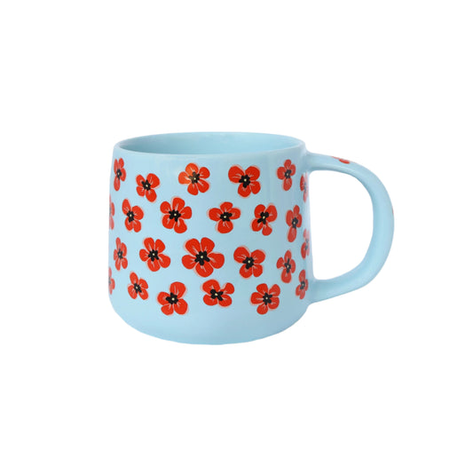 Mug Blue with Poppies