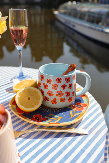 Mug Blue with Poppies