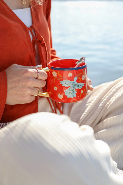 Mug Red with Bird