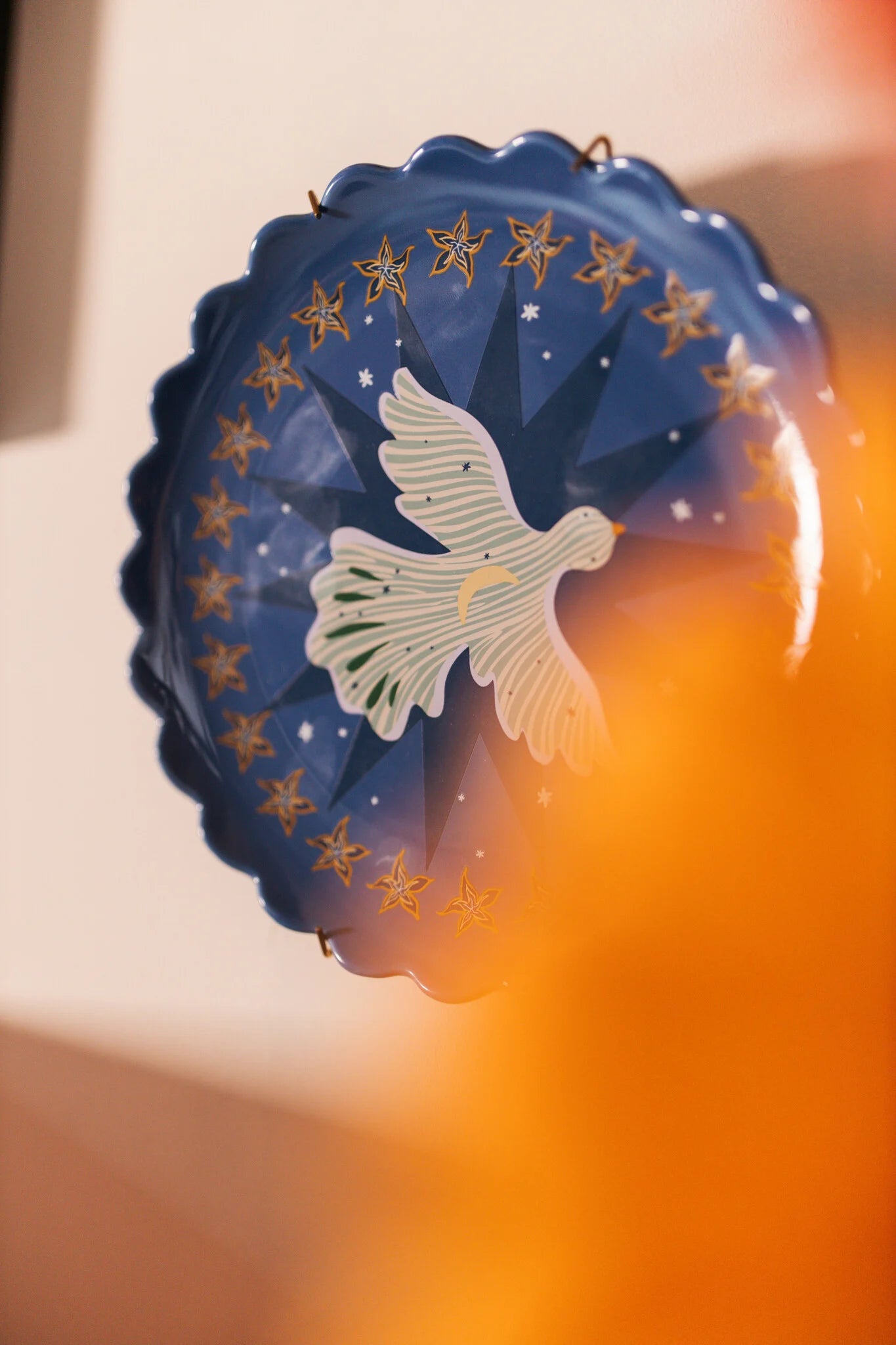 Plate Blue with Moon and Bird