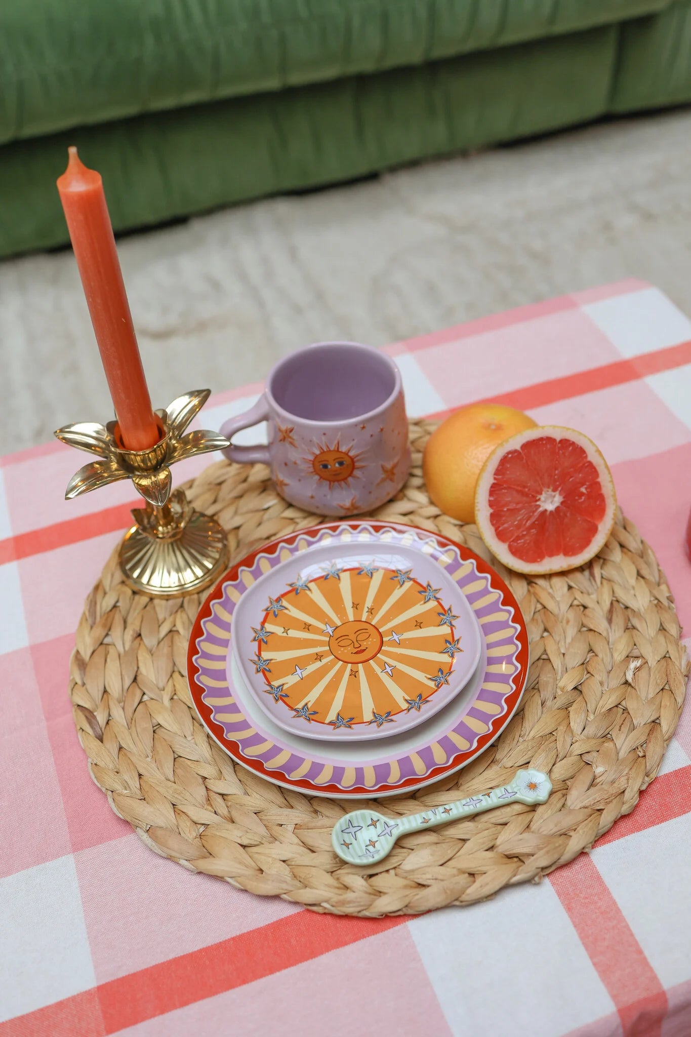 Serving Plate Lilac Sun with Stars