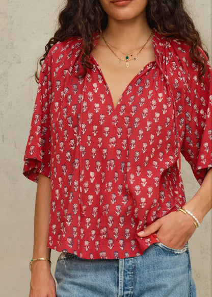 Ari Print Gathered Top