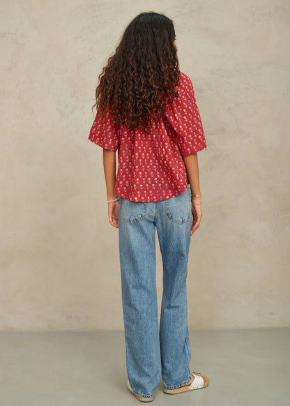 Ari Print Gathered Top