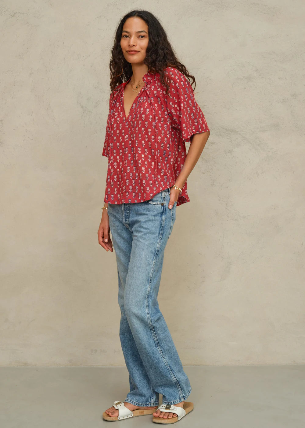 Ari Print Gathered Top