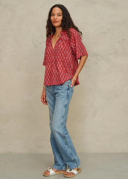 Ari Print Gathered Top