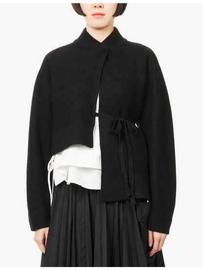 Asymmetric Merino Wool Cardigan