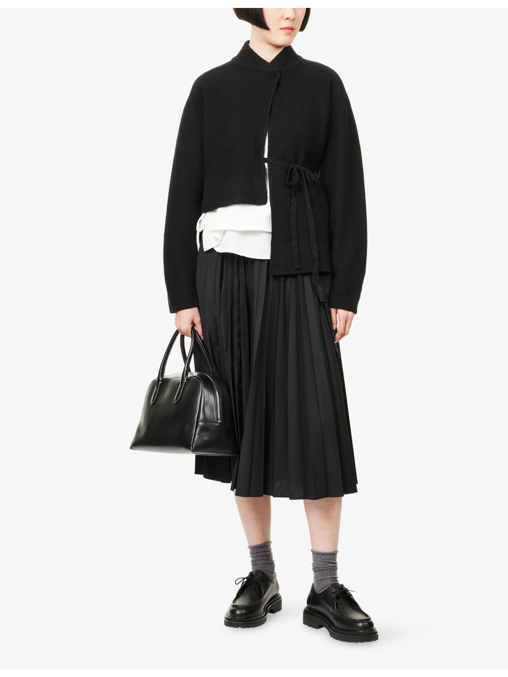 Asymmetric Merino Wool Cardigan