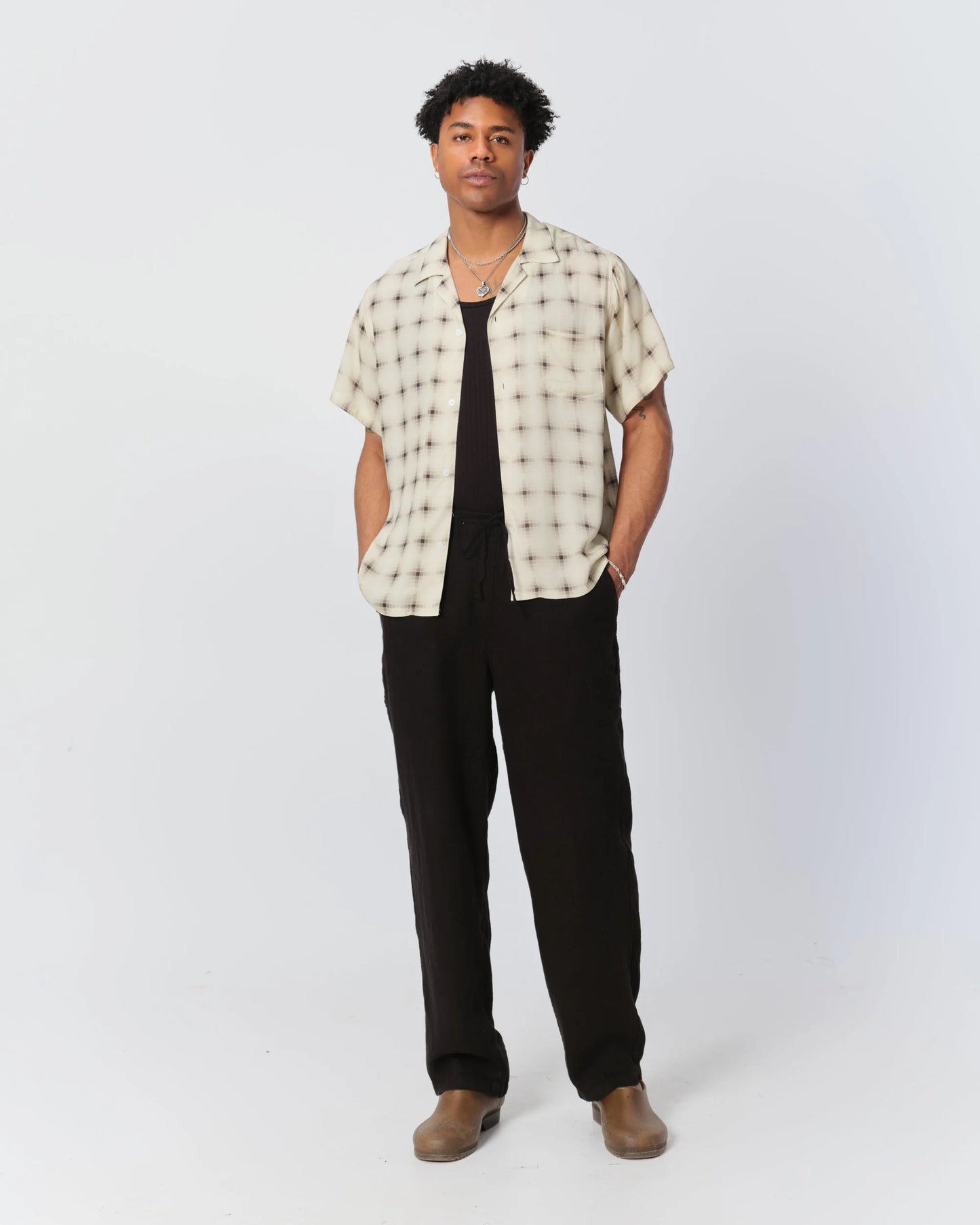 Ivory Digi Plaid Camp Short Sleeve Shirt