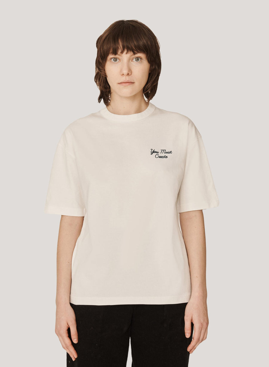 Triple Embroidered T Shirt Ecru (women)