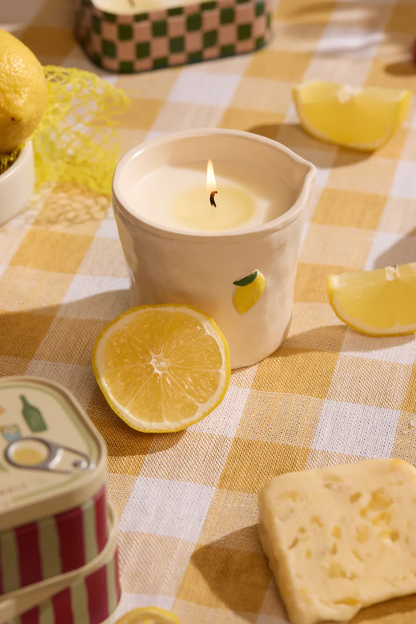 Bistro Lemon Embossed Ceramic Candle Meyer Lemon Boxed