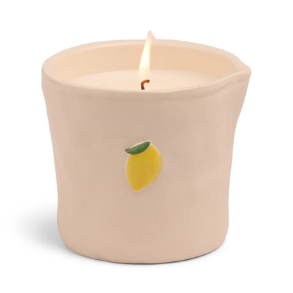 Bistro Lemon Embossed Ceramic Candle Meyer Lemon Boxed