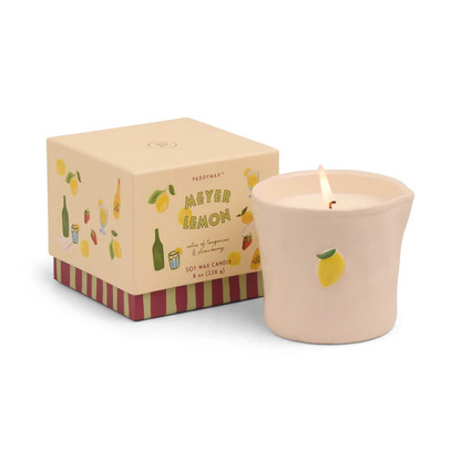 Bistro Lemon Embossed Ceramic Candle Meyer Lemon Boxed