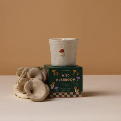 Bistro Mushroom Embossed Ceramic Candle Wild Mushroom Boxed