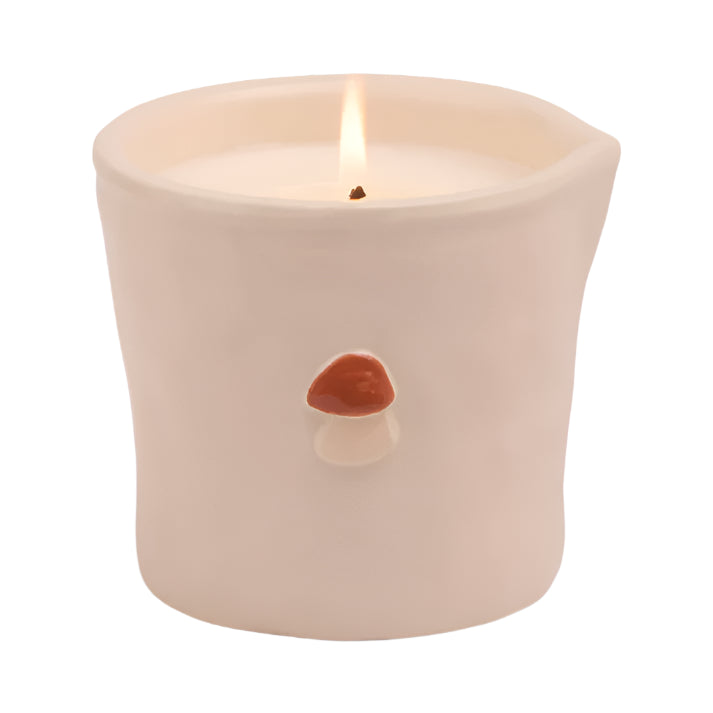 Bistro Mushroom Embossed Ceramic Candle Wild Mushroom Boxed