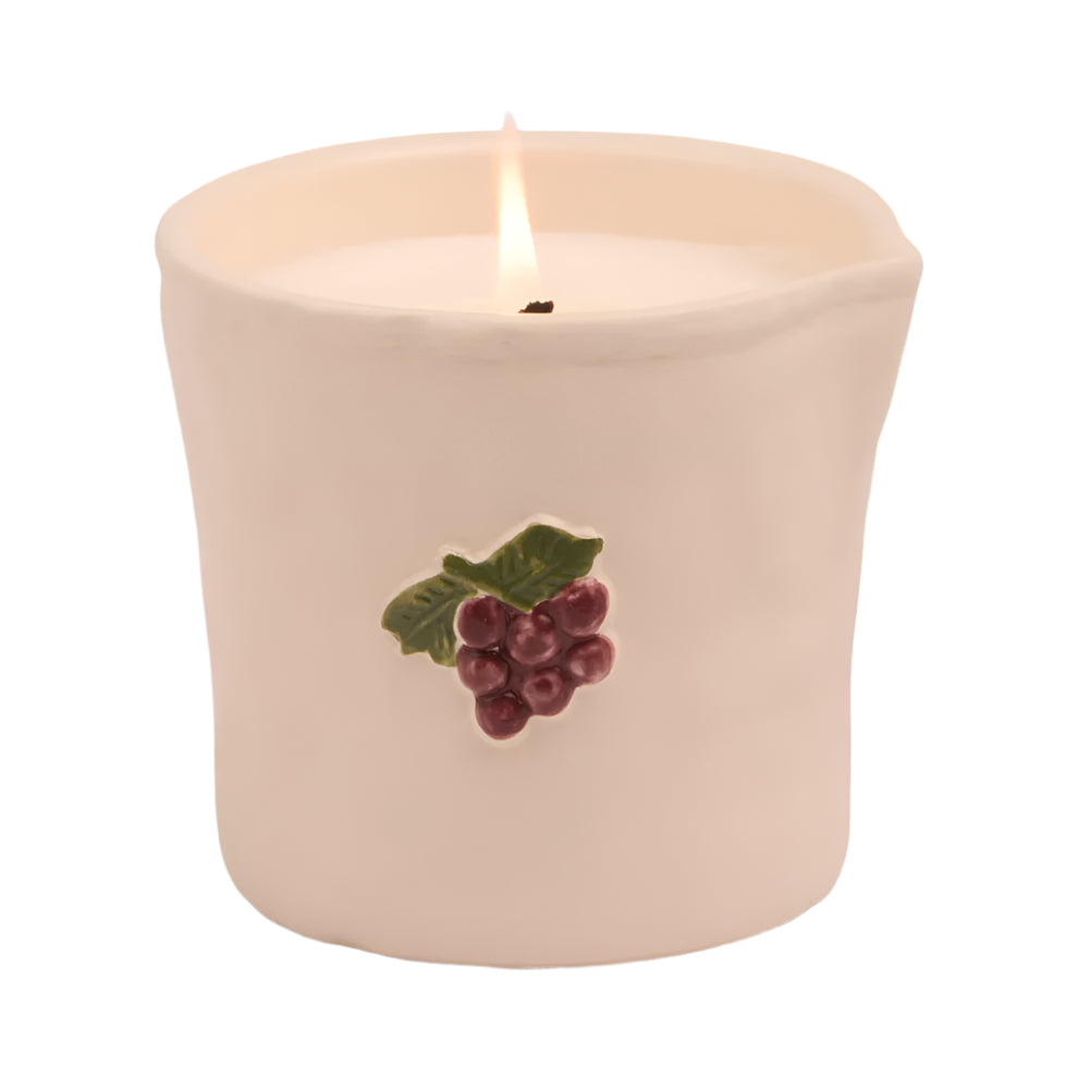 Bistro Grapes Embossed Ceramic Candle Bordeaux Grape Boxed