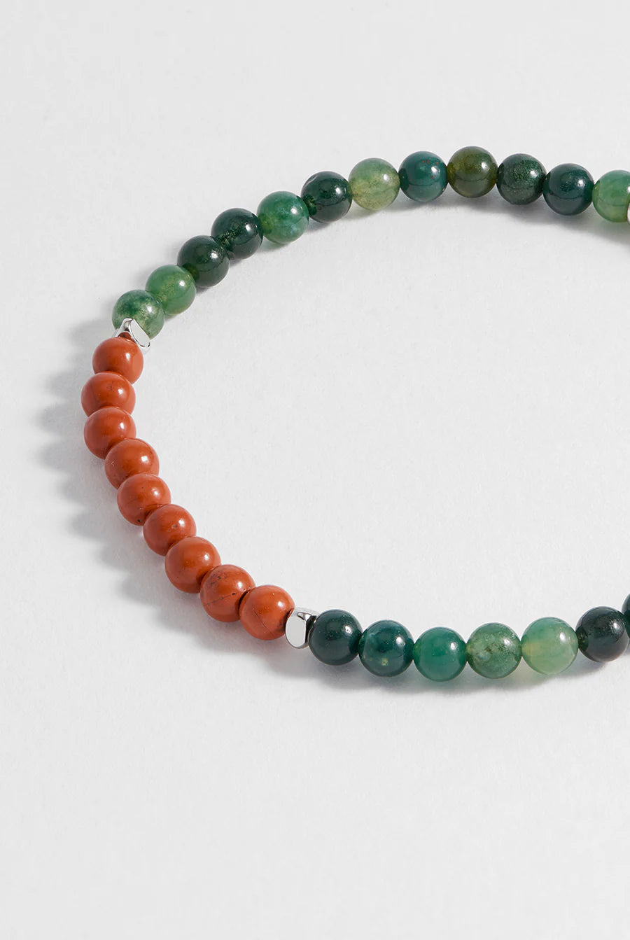 Green Moss Agate And Red Jasper Gemstone Beaded Bracelet