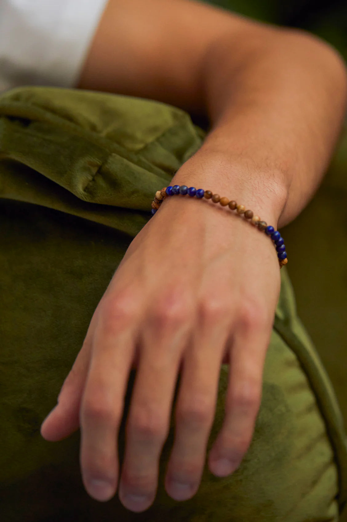 4mm Lapis And Picture Jasper Beaded Bracelet