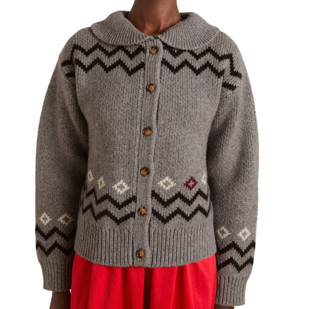 Cecily Collar Cardigan - Bunny Intarsia