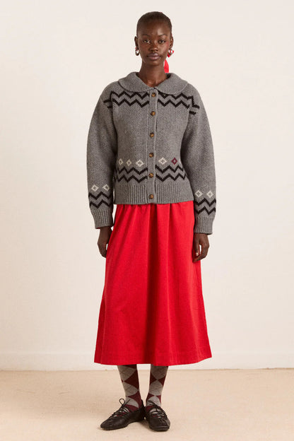 Cecily Collar Cardigan - Bunny Intarsia