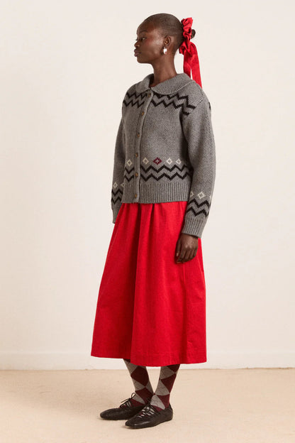 Cecily Collar Cardigan - Bunny Intarsia