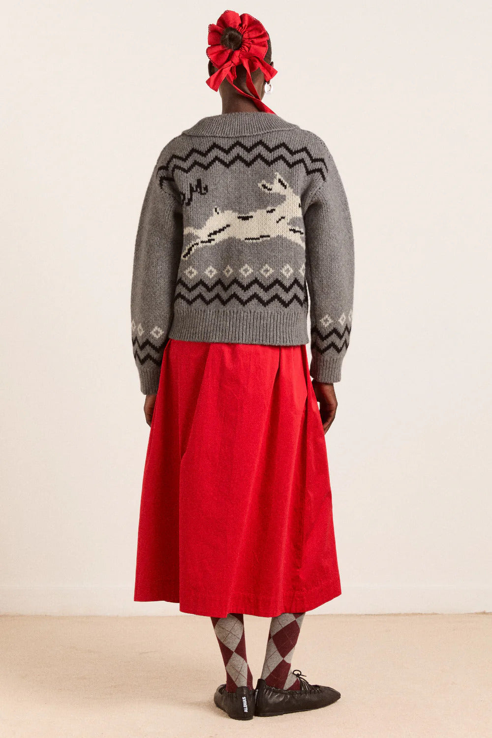 Cecily Collar Cardigan - Bunny Intarsia