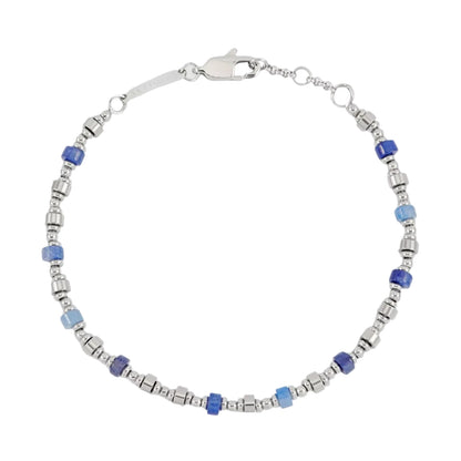 Blue Heishi Metal Beaded Bracelet