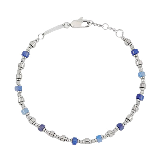 Blue Heishi Metal Beaded Bracelet