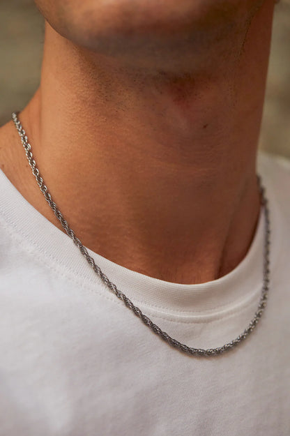 Rope Chain Necklace - Steel Finish
