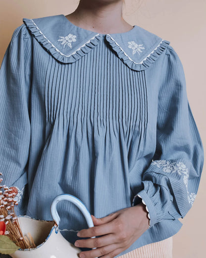 Blouse Uni Brodee Plissee
