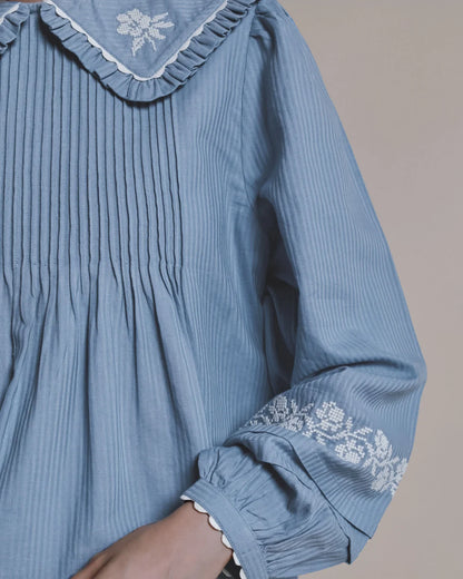 Blouse Uni Brodee Plissee