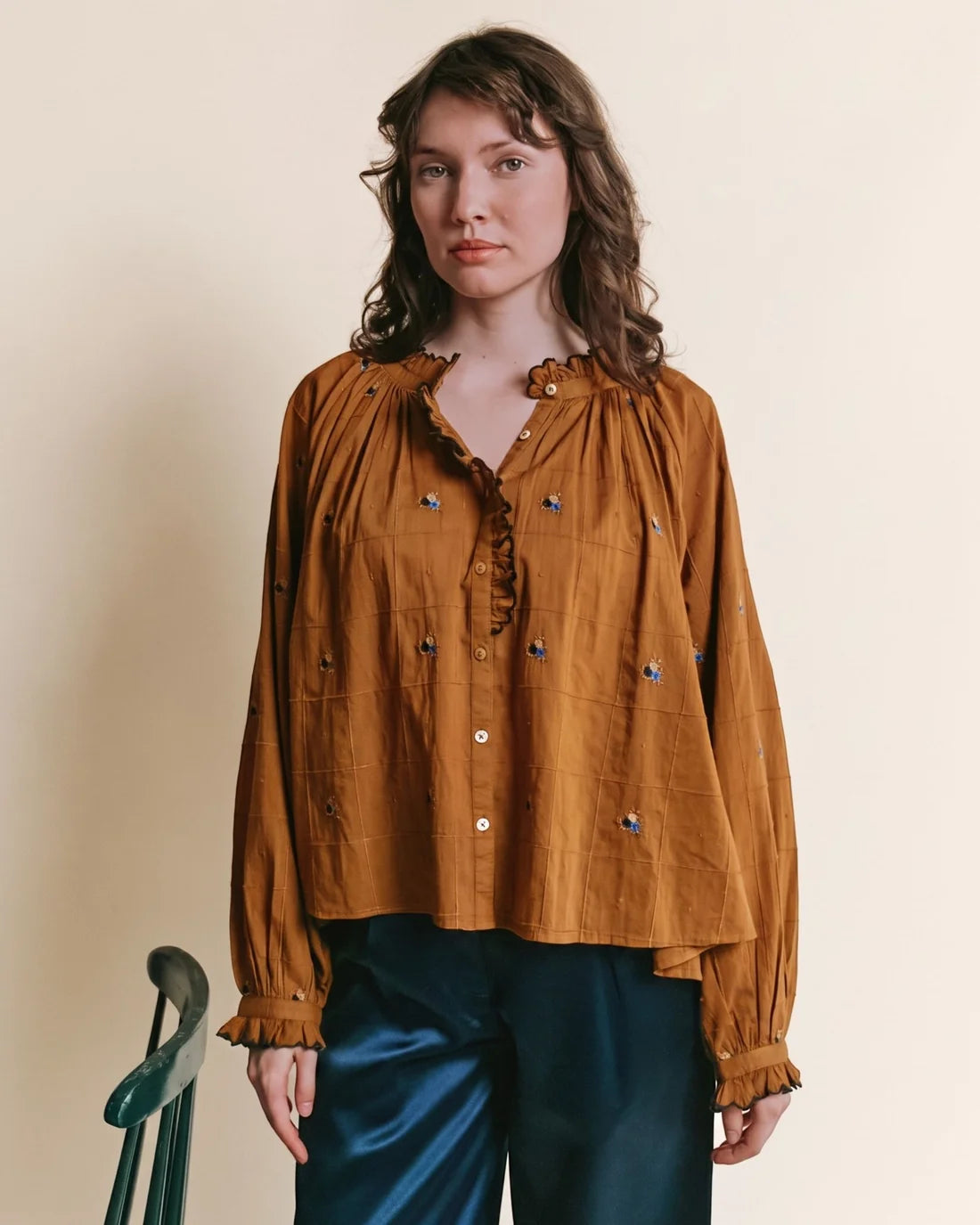 Blouse Vintage Broderie Main