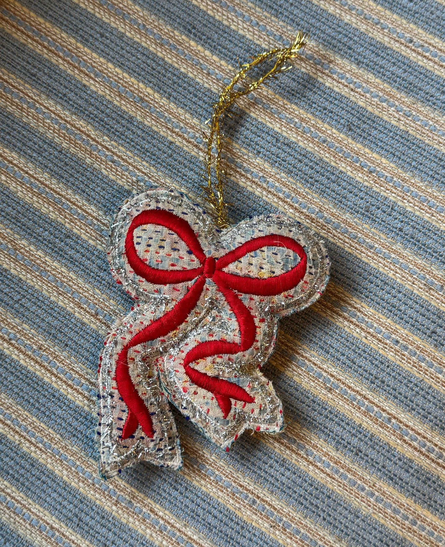 Christmas Kantha Bow Ornament