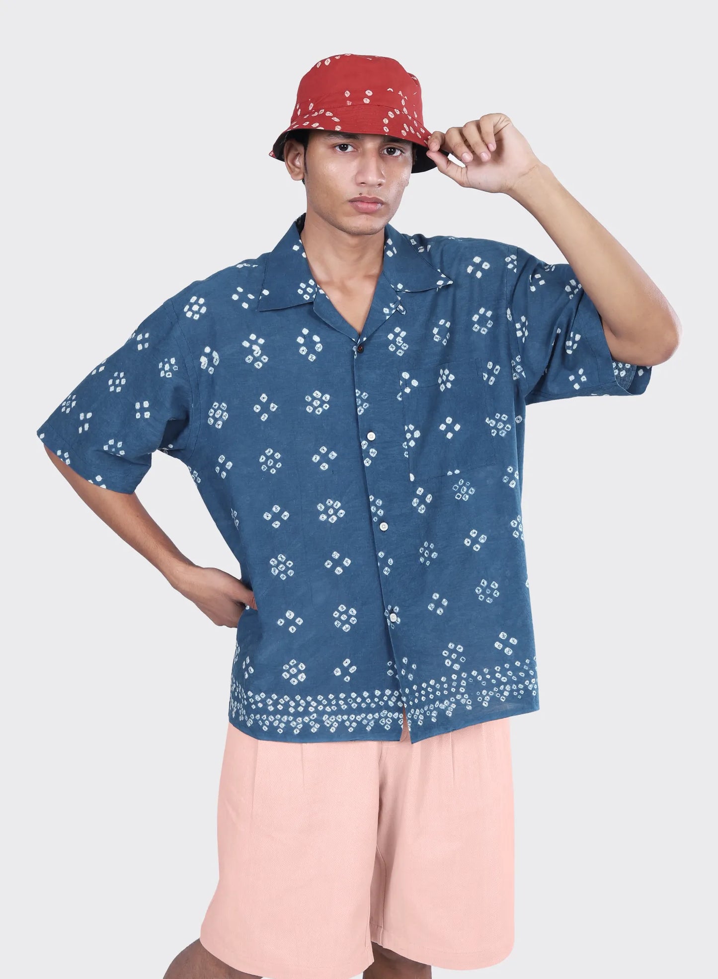 Boxy Oversized Vintage Camp Collar Shirt