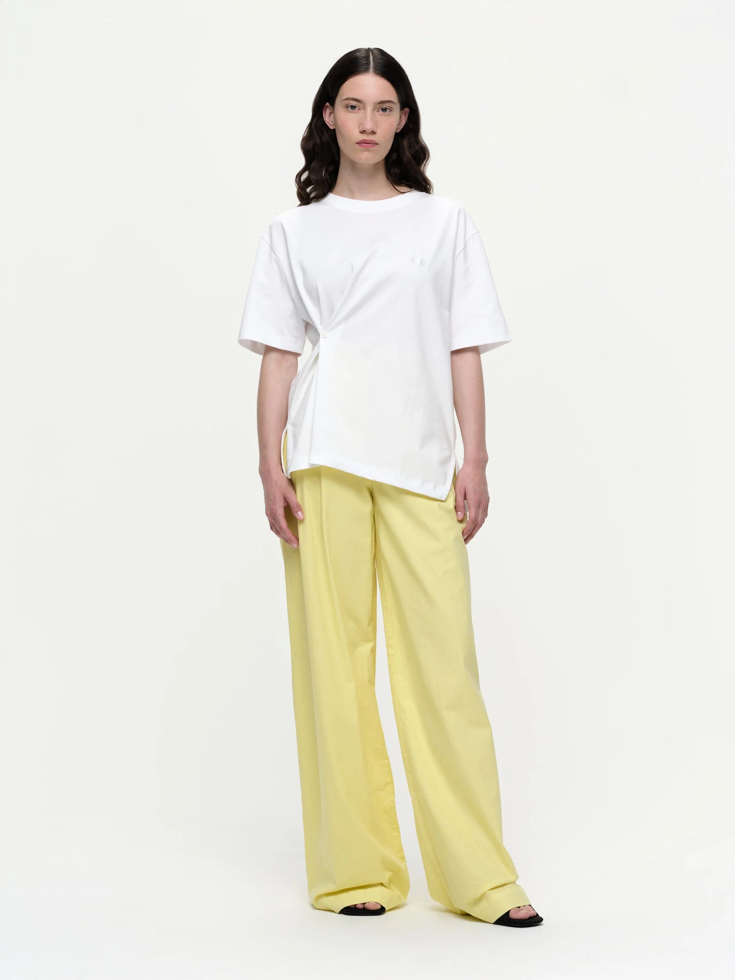 Button Front Gathered Tee