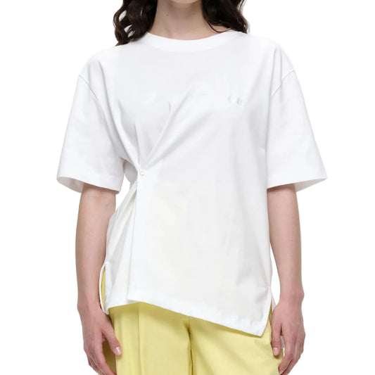 Button Front Gathered Tee