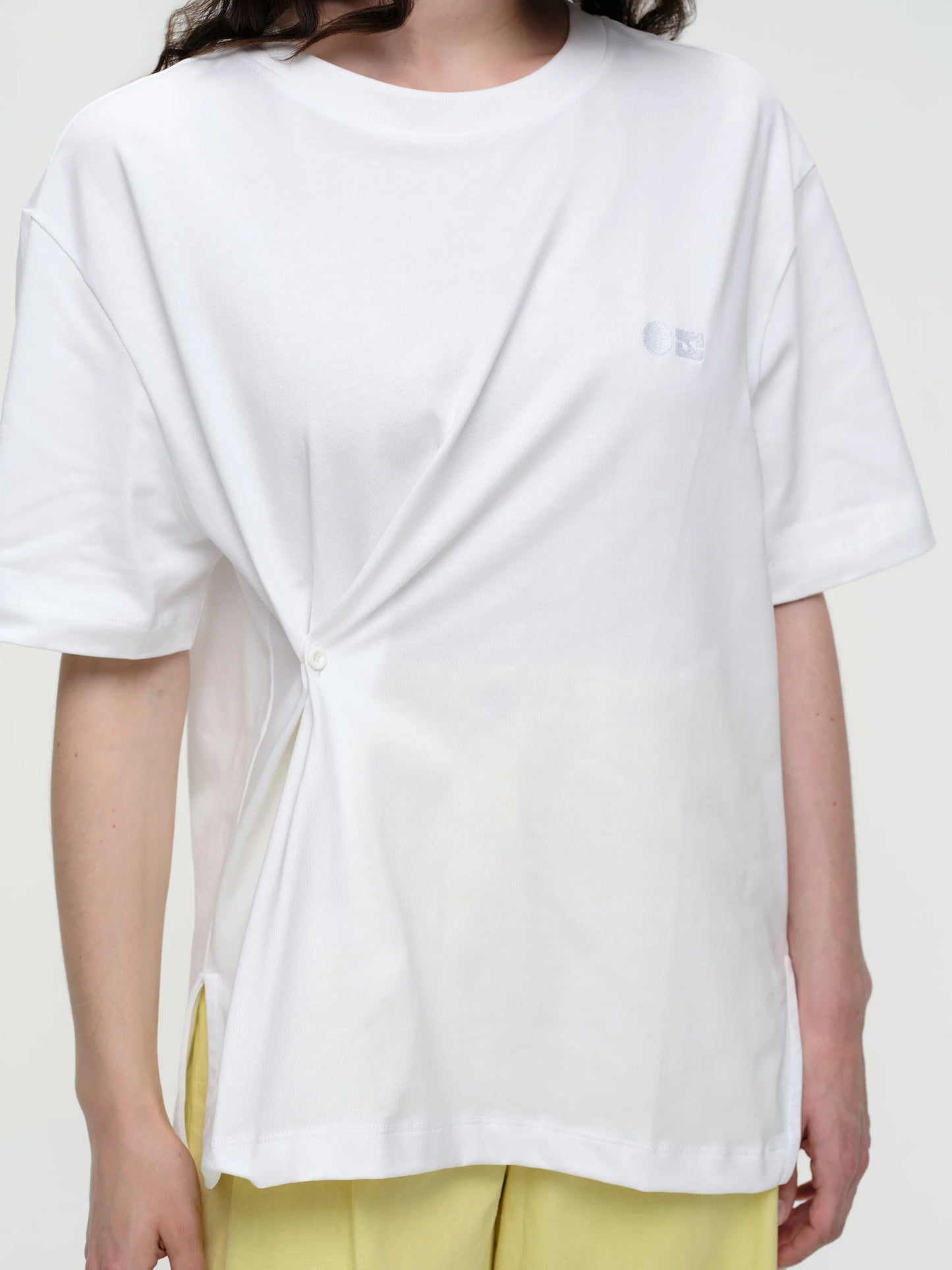 Button Front Gathered Tee